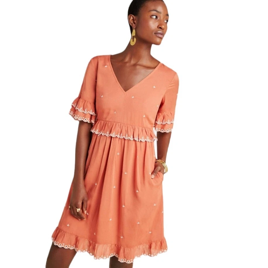 Anthropologie orange dress cheap