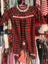 Vintage Little Me Plaid w/ Lace Footed Sleeper Size 3 Months