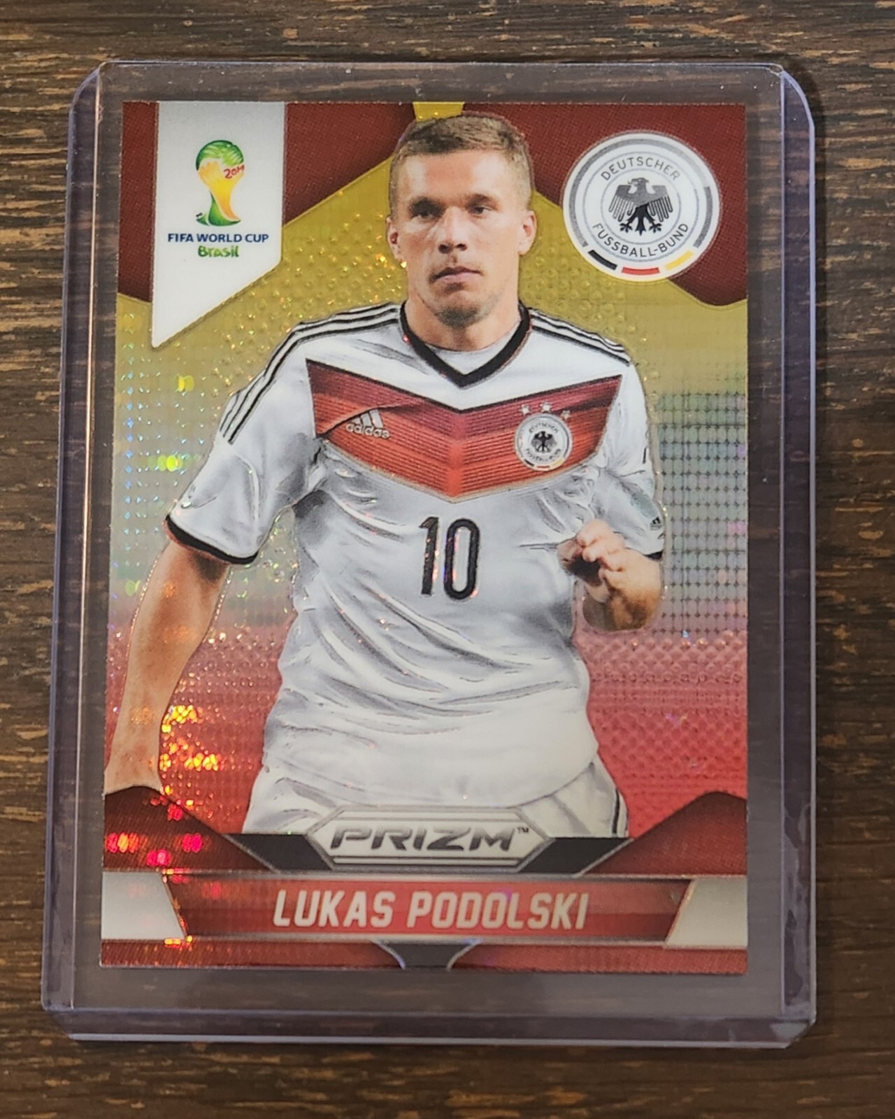2014 Panini Prizm World Cup Lukas Podolski Yellow & Red Pulsar Prizm Germany