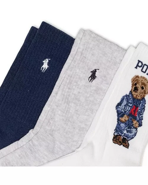 👀 Oferta》🔥 Damas Polo Ralph Lauren Americana Denim Bear Calcetines》3 Pares 🆕️ Foto 4 de 4