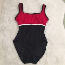 Vintage ANNE KLEIN Red Black One Piece Bathing Suit Swimsuit Size 6