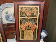 American Patriotic Lincoln "This Nation" Painted Scherenschnitte Paper Cutting