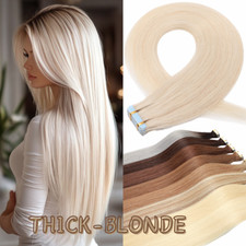 CLEARANCE Tape In Real Remy Virgin Human Hair Extensions Thick Skin Weft 150G 8A