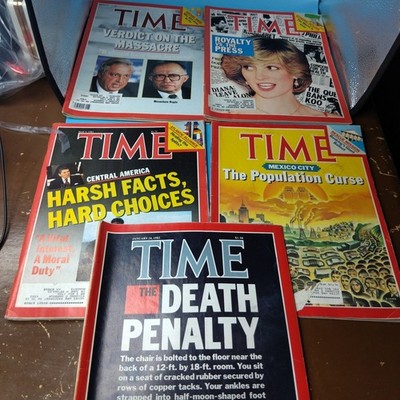 Lot of 5 Vintage TIME Magazines 1983-1984 Princess Diana Death Penalty Reagan