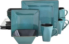 16 Piece Dinnerware Set Plates Bowls Mugs Tableware Service Set , Turquoise
