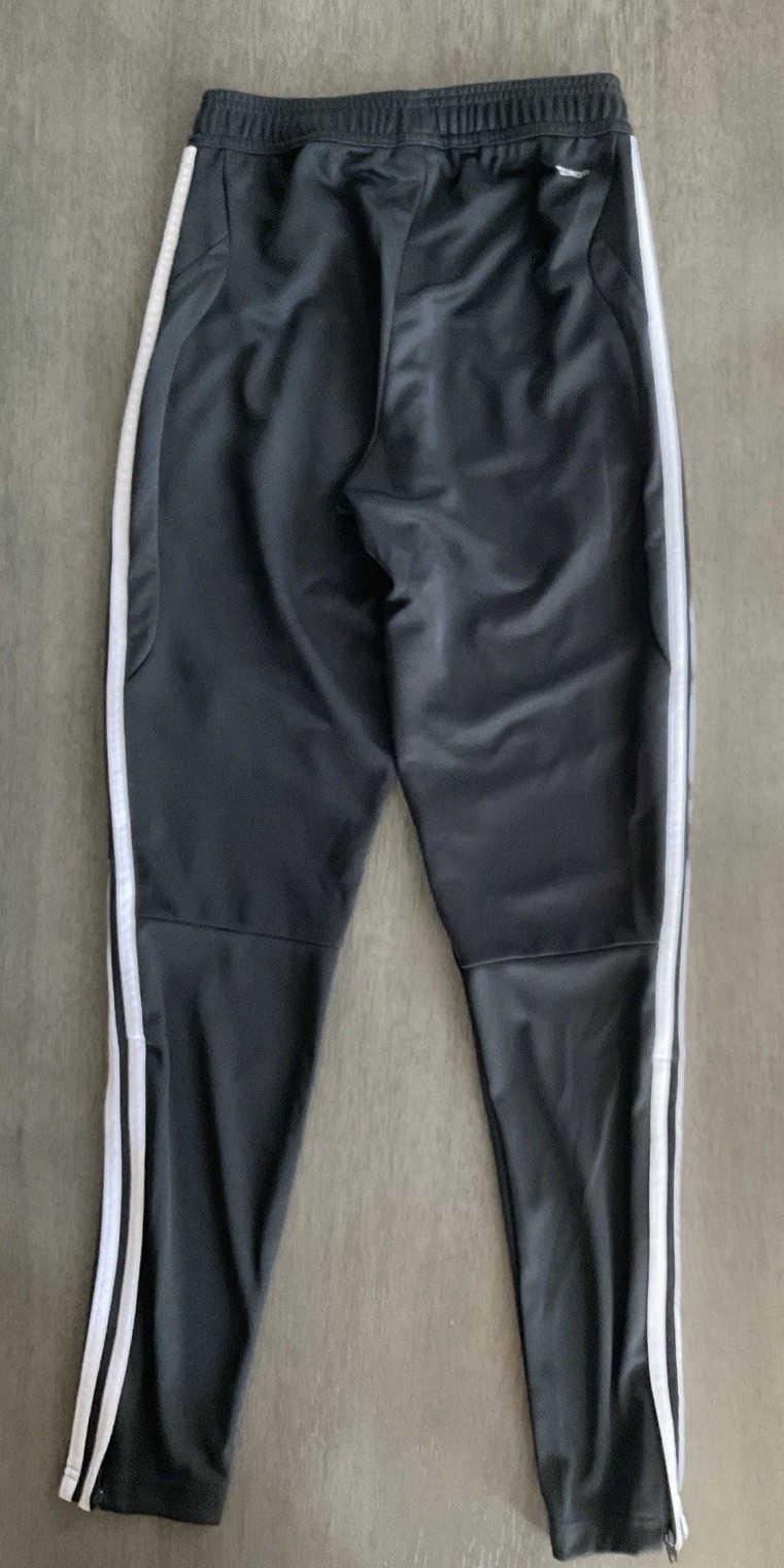 Adidas Track Pants Womens XS Black White 3 Stripe Logo Athletic Training Joggers thumbnail 2