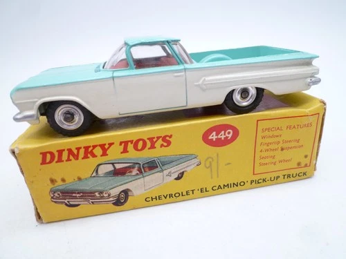 VINTAGE DINKY TOYS 449 CHEVROLET EL CAMINO PICK UP TRUCK IN ORIGINAL BOX 1961
