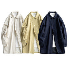 Men Trench Coat Mid Length Casual Windbreak Business Jacket water-repellent Coat