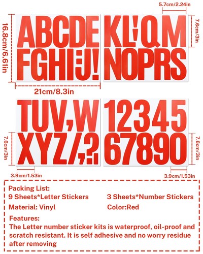 Briefaufkleber, 138 Stück selbstklebende Alphabet Zahlenaufkleber für Briefkasten - Bild 7 von 7