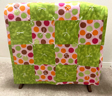 New Polka Dot Green and Pink Soft Flannel Handmade Quilt 31.5x31.5