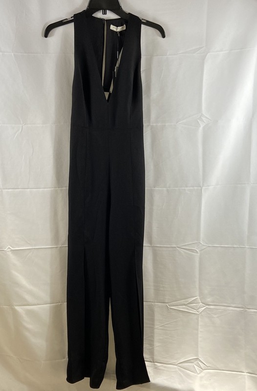 Halston Heritage Women's Jumpsuit Black NWT Cutout Wide Leg Sleeveless Size 0