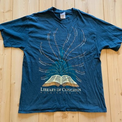 Vintage Washington D.C. Library of Congress Graphic T-Shirt Quotes Books Size XL
