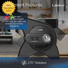 Portable Utility Fan, 12” 289 CFM Pivoting High Velocity Air Mover Blower Fan, 3