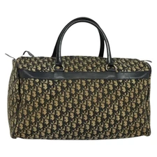 Christian Dior Trotter Canvas Boston Bag Navy Silver Auth ep9747