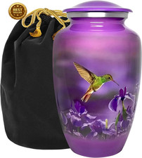 Adult Cremation Urn Large Hummingbird Purple Decorative Funeral Ashes Urn