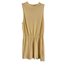 Free People Springs Mockneck Mini Dress Yellow Size Medium Sleeveless Cotton