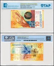 Switzerland 10 Francs, 2017, P-75d.1, UNC, Authenticated