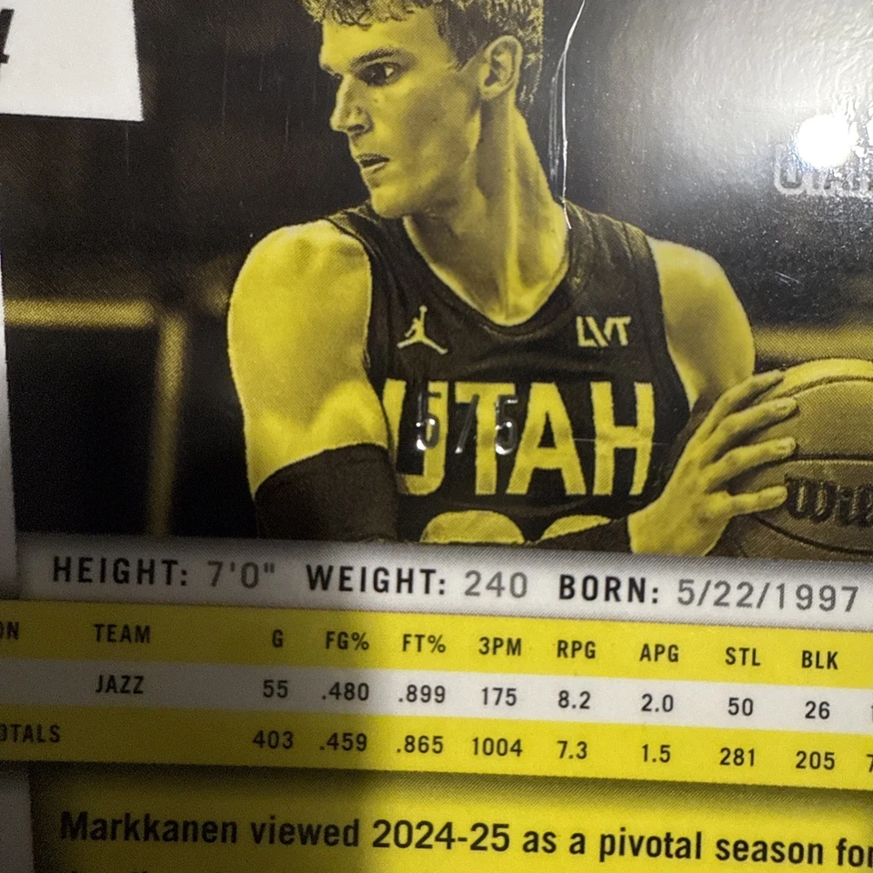 Lauri Markkanen 2024-25 Prizm Deca True Black Gold Prizm # 5/5 Utah Jazz Foto 3 de 4