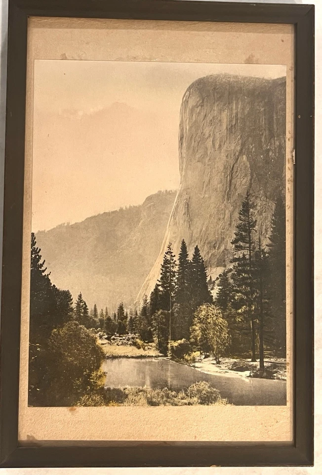 Antique Hand Tinted Color Photograph Yosemite CA. El Capitan. Framed 20’s? - Image 4 of 4