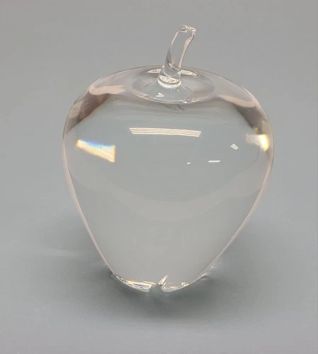 Signed Steuben Glass Crystal Apple Paperweight