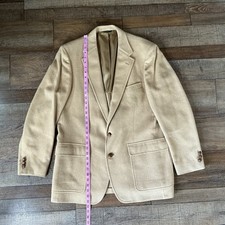 Palm Beach 100 Camel Hair Sport Coat Mens 44R Tan Union USA Made Blazer 241222