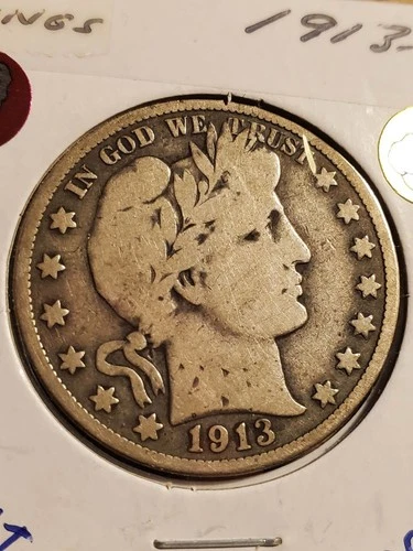 1913 P Barber Half Dollar "VF" Condition 188.000 Mintage 90% Silver !