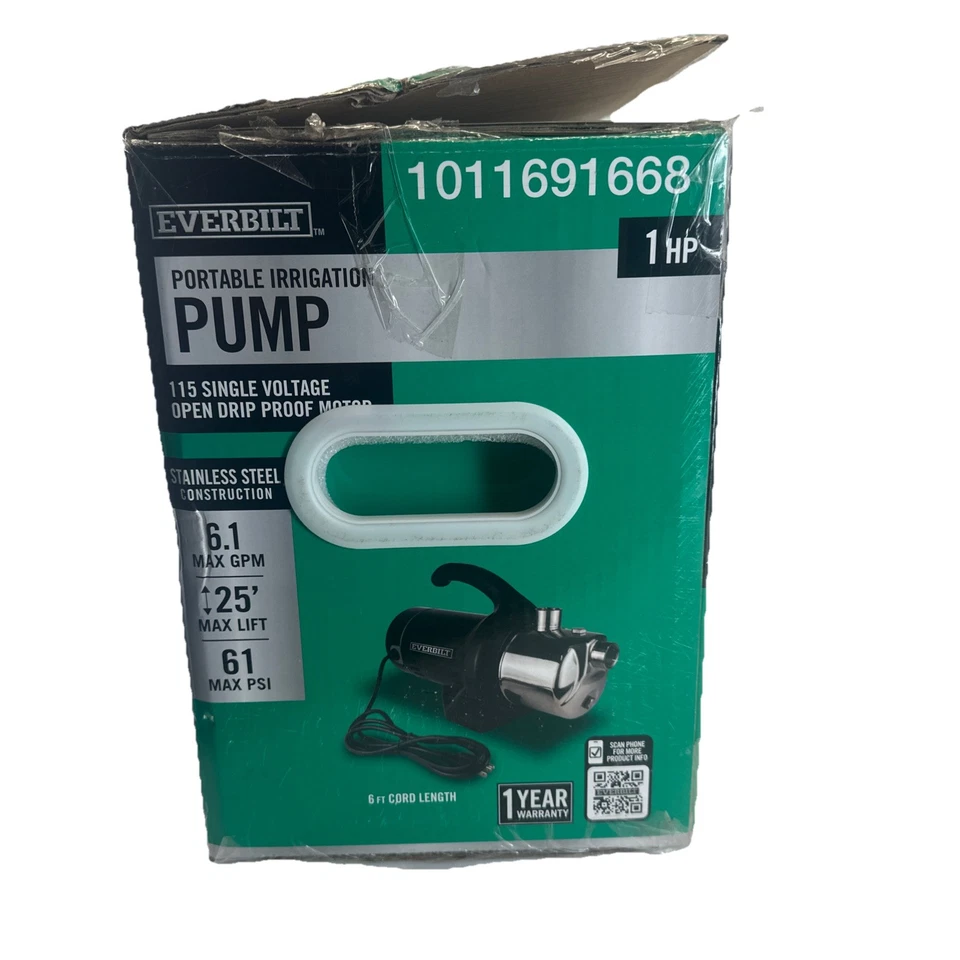 EVERBILT 1 HP Stainless Steel Lawn Irrigation Pump HD60SS Portable - Image 2 of 4