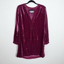 Anthropologie Melody Velvet Tunic Dress Women’s Small Raspberry Red I