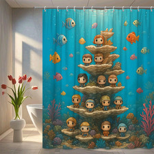 Underwater Fun Kids Shower Curtain, Colorful Coral Reef Design