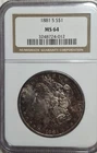 1881 S Morgan Silver Dollar.  NGC MS64. Full Obverse Deep Tone. A0749.