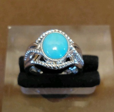 QVC E.A. Sterling Silber Ring gestempelt 925 Dornröschen Türkis Größe 6 Neu im Karton 