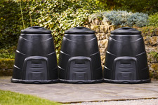 220L Black Garden Compost Bins with Access Hatch Outdoor Composters - Set Of 3