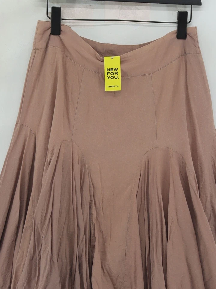 Rocha.John Rocha Women's Midi Skirt UK 12 Tan 100% Cotton Midi A-Line - Image 3 of 4
