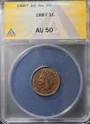 1887 indian head cent penny us coins AU-50
