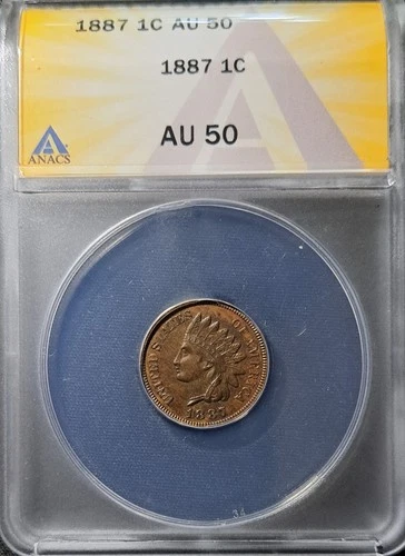1887 indian head cent penny us coins AU-50