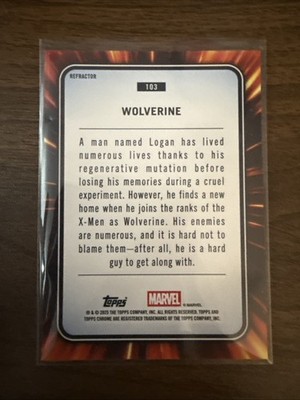 2025 Topps Chrome Marvel Silver Refractor WOLVERINE #103 Holo SP