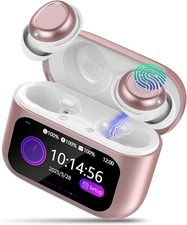 Sleep Earbuds Bluetooth 5.4 in Ear Smart Touch Screen Ear Buds, 48H Mini Rose