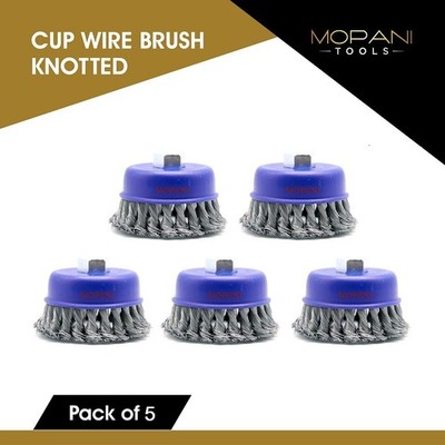 5 Pack Wire Cup Brush 4 Inch (4 ) Twisted Knotted For Angle Grinder With 5/8''-11