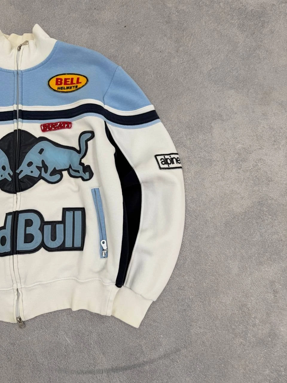 Vintage Red Bull Racing Biker Jacket Sweatshirt Motul Ducati Patches Y2K Hype image 11