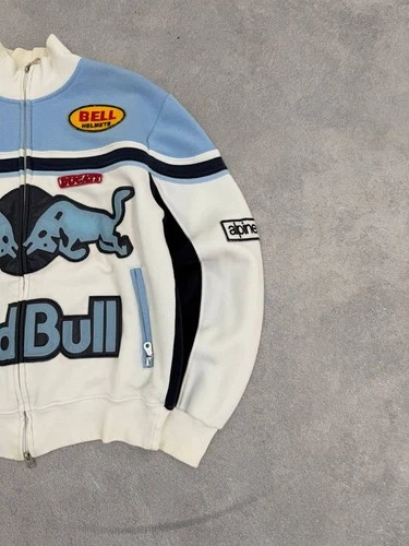 Vintage Red Bull Racing Biker Jacket Sweatshirt Motul Ducati Patches Y2K Hype image 11