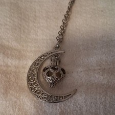 Silver Moon Charm Pendant Necklace, Celestial Horoscope Theme, Cable Chain