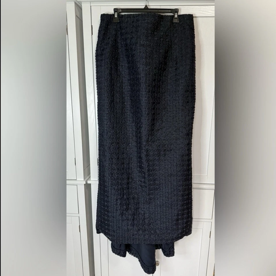 Carolina Herrera Azul Marino Alta-Baja Noche Baile Falda Forro Seda Formal Gala Alta Costura Foto 2 de 4