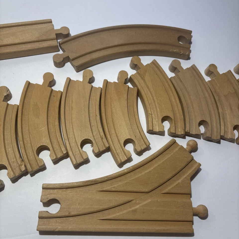 Used Wooden Train Tracks Lot Of 12 Assorted Pieces Learning Curve Brio Thomas - Image 3 of 4