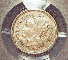 1866 Three Cent Nickel PCGS XF45