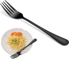 Black Dinner Forks Set, 8-Piece 8 Inches Food-Grade Stainless Steel Silverware F