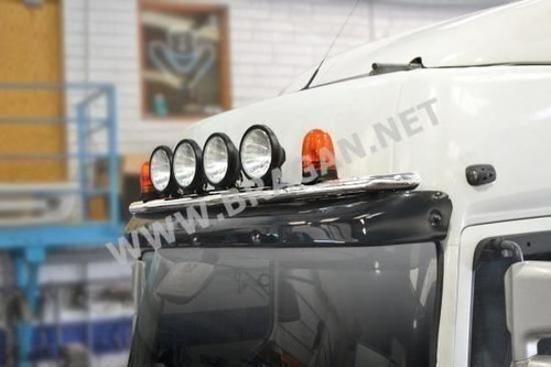 Roof Bar + BLACK Spot Lamps To Fit Renault Premium Visor Truck Metal Accessories - Picture 2 of 9