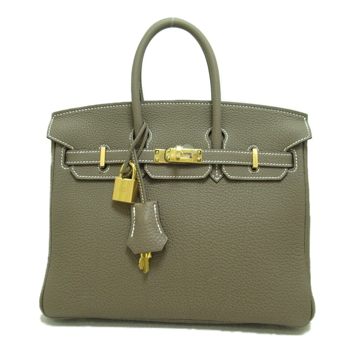 HERMES Birkin 25 hand bag B Togo leather Brown Etoupe Grey GHW