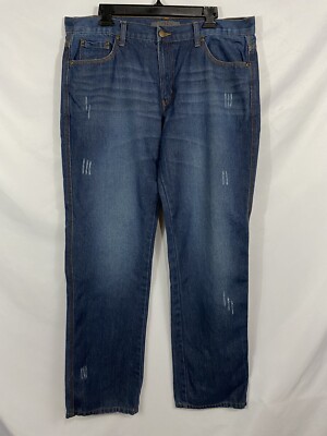 Jinzu Mens Size 38 Blue Straight Leg Distressed Denim Jeans | eBay