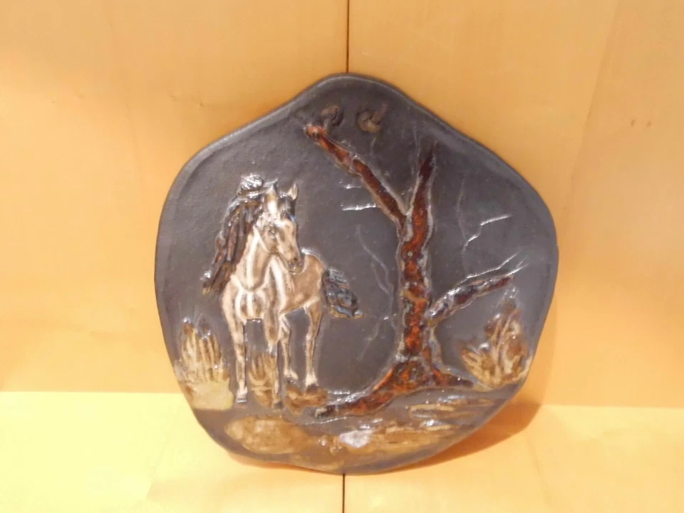 Wandbild 21 cm Keramik Neu Pferde - Bild 2 von 2