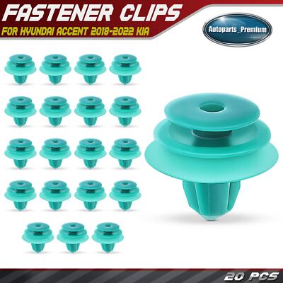 20Pcs 10mm Nylon Green Door Panel Clips Fasteners for Hyundai Accent 18-22 Kia